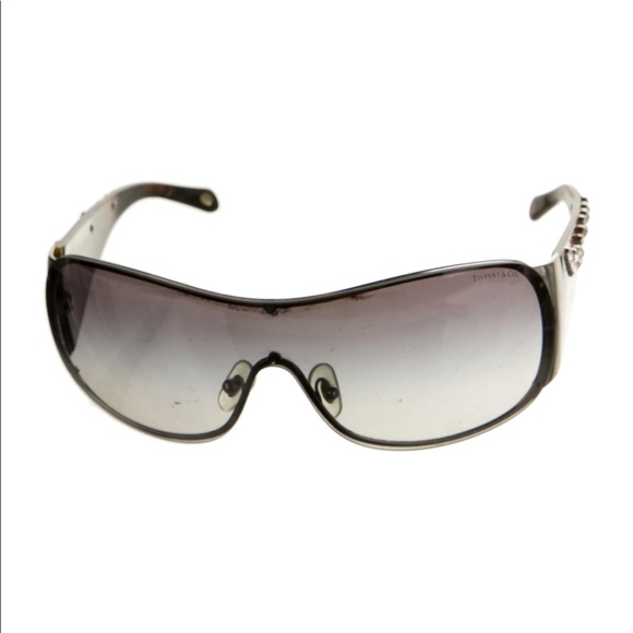TIFFANY & CO Embellished Black Shield Sunglasses - Picture 7 of 10